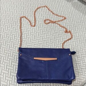 Danielle Nicole Elegant Blue Clutch with Gold Chain